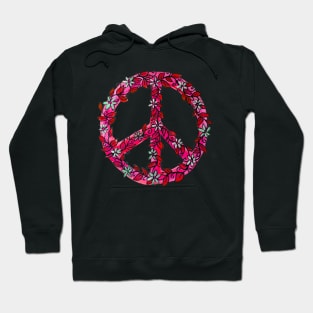 Pink Flower Power Peace Sign Hoodie